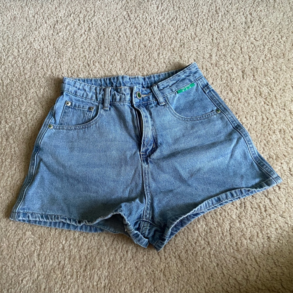 Girl’s Denim Shorts w/ Green Accent